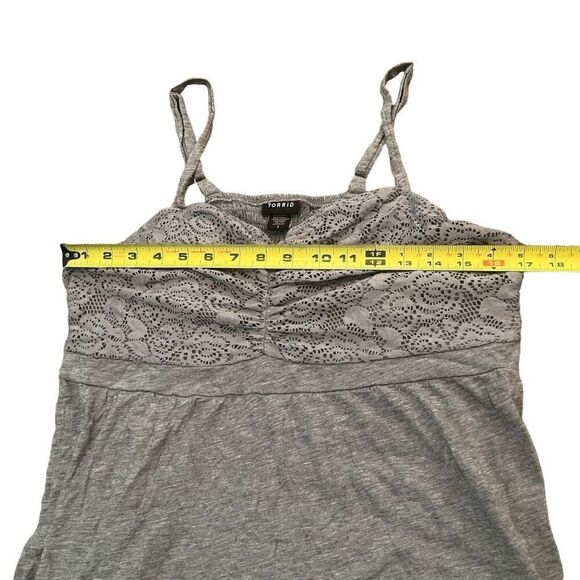 TORRID Grey Spaghetti Strap Lace Tank Size 1 (1X) - Picture 6 of 6